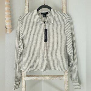 NWT 100% Luxe Linen Tahari Boxy Long Sleeve Shirt Sz M